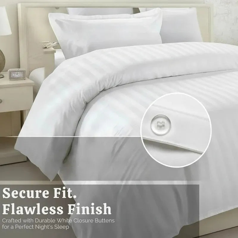 Satin Stripe Duvet Cover Set Hotel Quality Bedding, Hypoallergenic All Sizes - 4AS