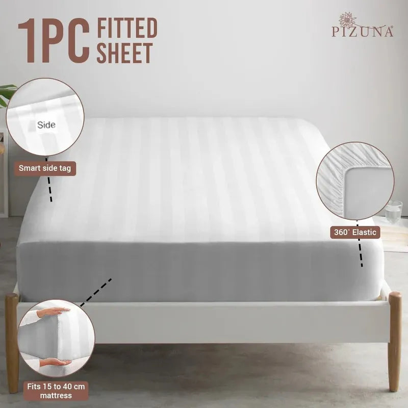 Egyptian Cotton Fitted Sheet 300TC Sateen Hotel Luxury, Single to Super King - High Living - 4A's Global