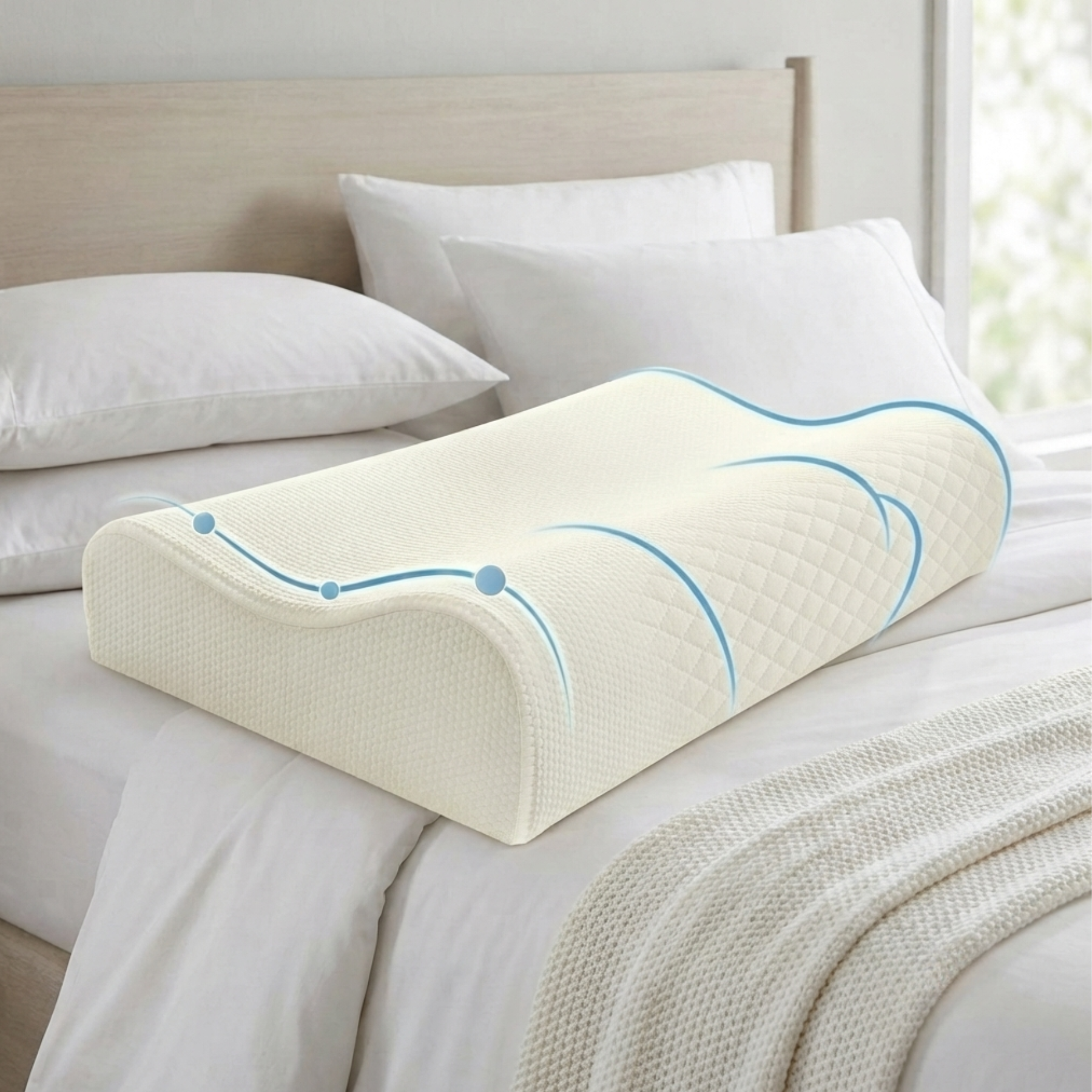 Contour Memory Foam Pillow Bamboo Cool Max Cover Multi Height Ergonomic - 4AS - 4A's Global