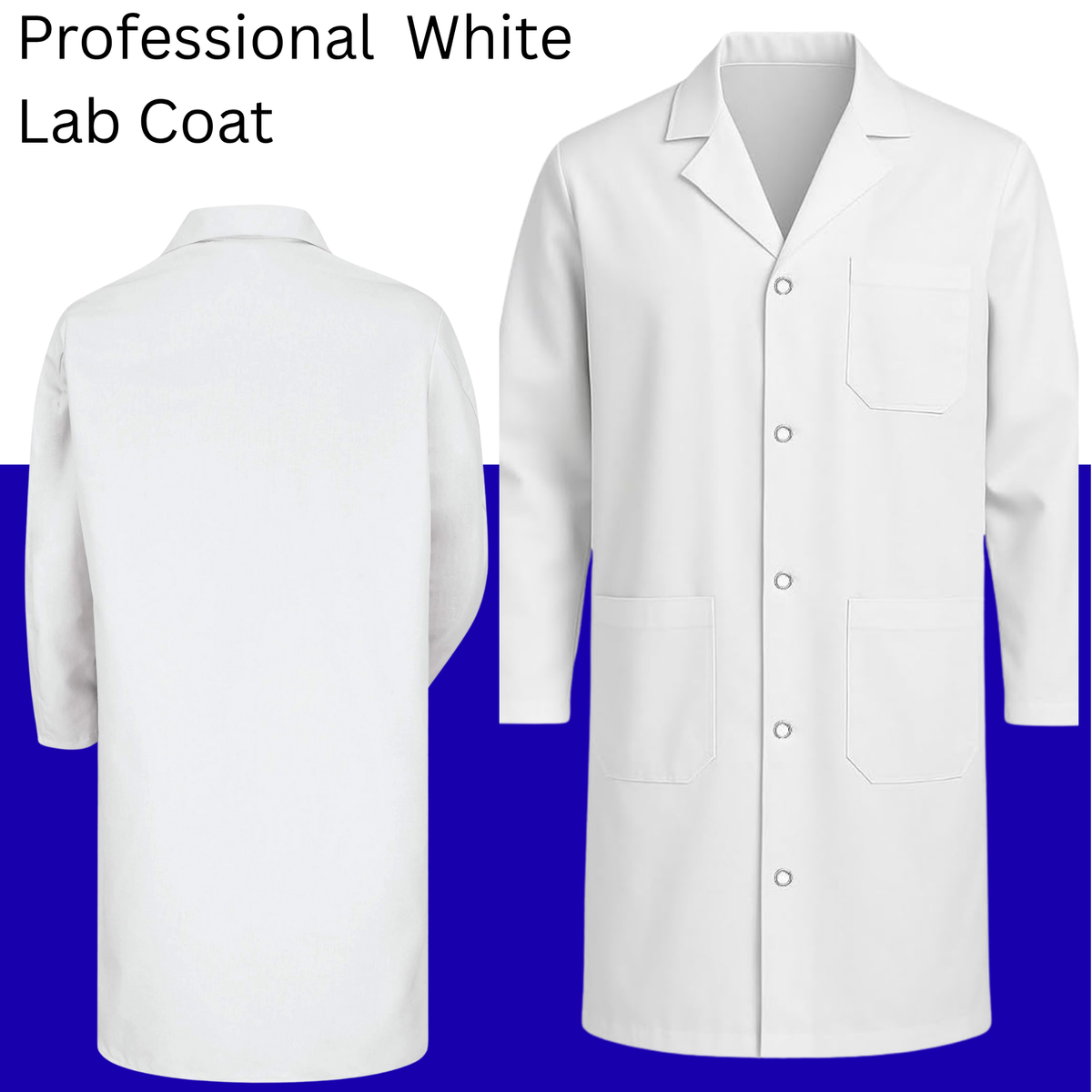 HH Unisex White Lab Coat | Salon Coat | Stylist Smock | Professional Workwear – Premium Polycotton Long Sleeve