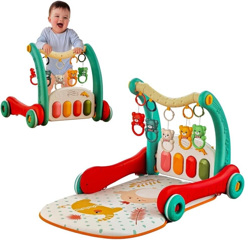 Sit-to-Stand Learning 2 in 1 Pedal Piano Play Gym/Walker, Baby Walker - 4A's Global