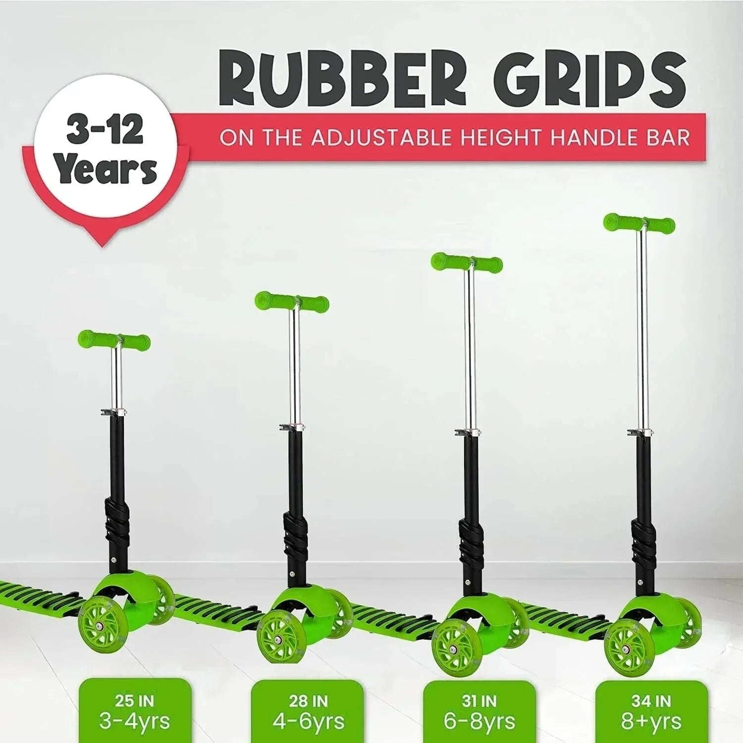 3 in 1 Scooter With Removeable Seat for Kids Ages 3-12 Adjustable Height 3 Wheel - 4A's Global