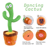 Dancing Singing Talking Repeating Cactus Toy with Flashing LED Lights – Interactive Musical Plush Toy for Kids, Boys & Girls | Voice Mimic & 120 Songs | Fun Birthday Gift - 4A's Global