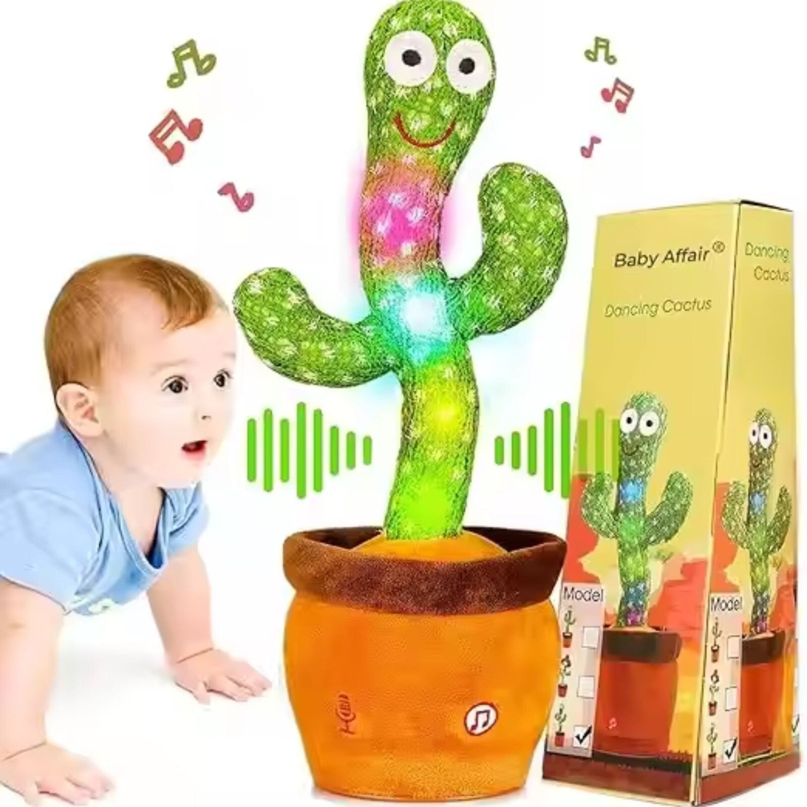 Dancing Singing Talking Repeating Cactus Toy with Flashing LED Lights – Interactive Musical Plush Toy for Kids, Boys & Girls | Voice Mimic & 120 Songs | Fun Birthday Gift - 4A's Global