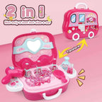 Kids Beauty Salon Role Play Toy Set – 15/19pcs Pretend Play Makeup & Jewelry Vanity Case with Accessories - 4A's Global