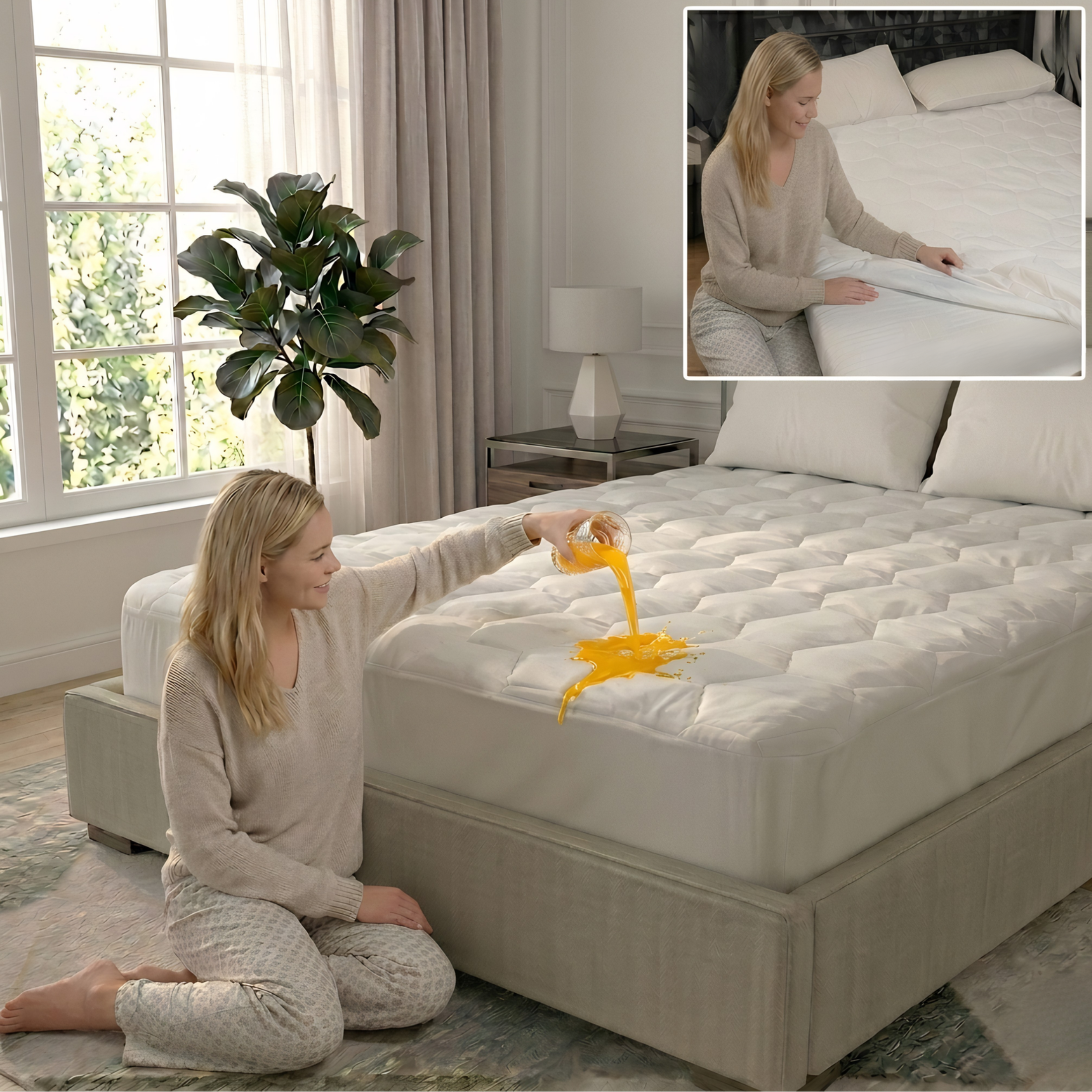 Premium 30cm Extra Deep Waterproof Mattress Protector | Breathable & Noiseless | White | UK Sizes (Single, Double, King, Super King) - 4A's Global