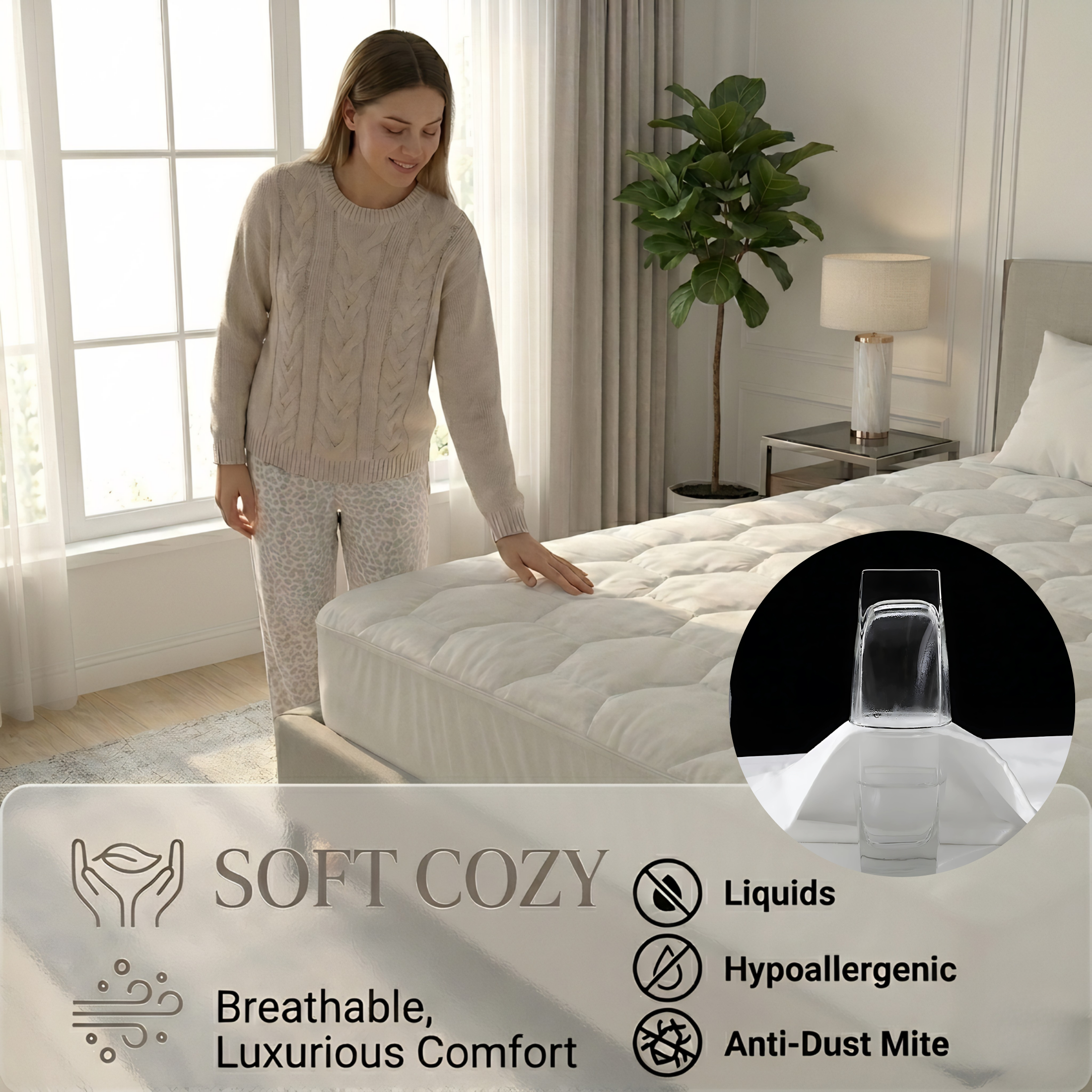 Premium 30cm Extra Deep Waterproof Mattress Protector | Breathable & Noiseless | White | UK Sizes (Single, Double, King, Super King) - 4A's Global