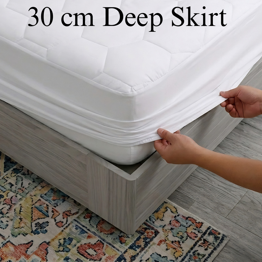 Premium 30cm Extra Deep Waterproof Mattress Protector | Breathable & Noiseless | White | UK Sizes (Single, Double, King, Super King) - 4A's Global