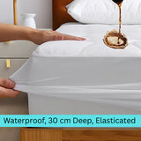CL 30cm Deep Waterproof Mattress Protector | Quilted, Breathable &amp; Noise-Free | White | UK Sizes - 4A's Global