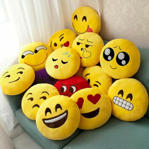 Emoji Cushion Pillow Yellow Smiley Cushion 4A s Global